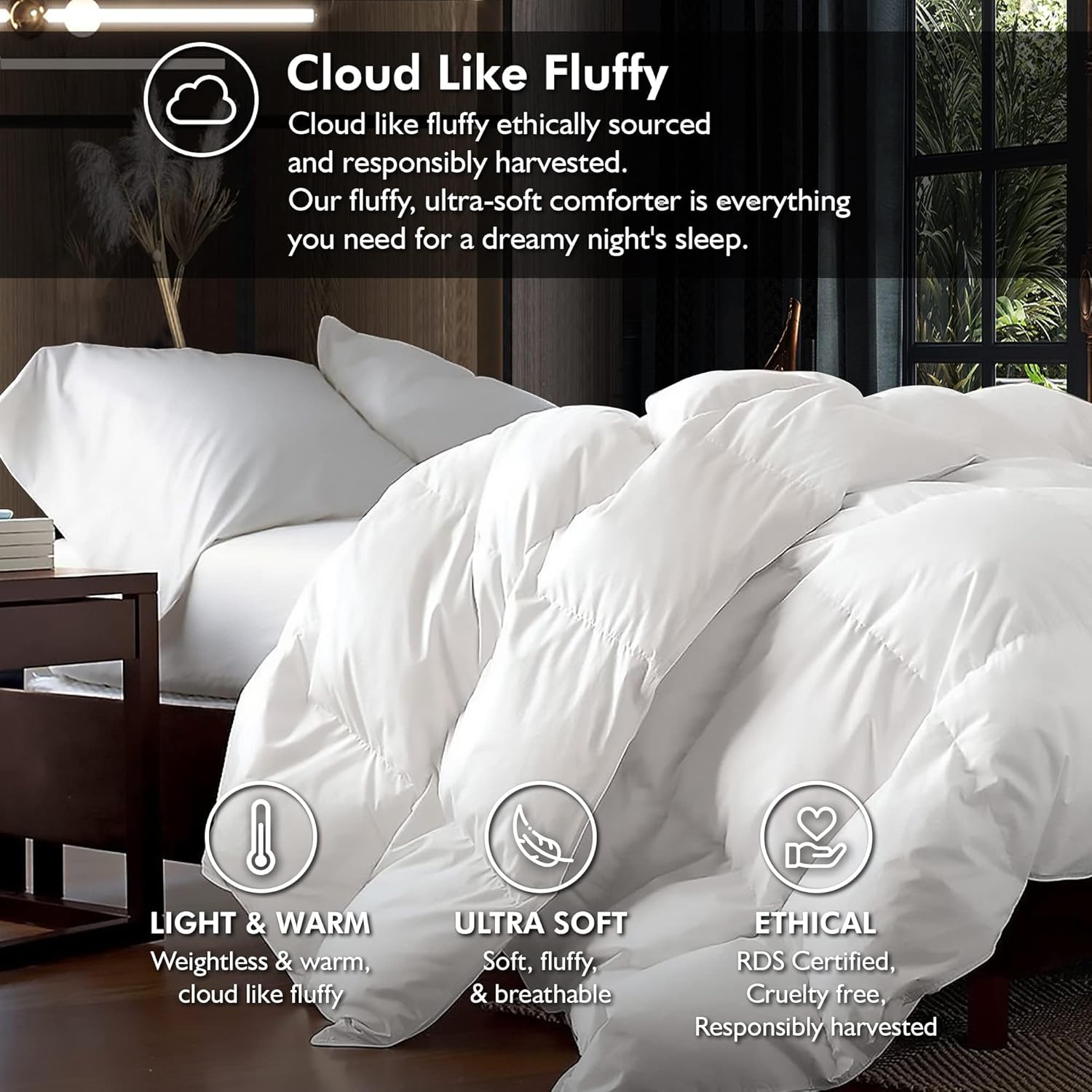 Luxurious King/Oversized King 108" x 98" Size Goose Down Fiber Waterfowl Feather Fiber Comforter Duvet