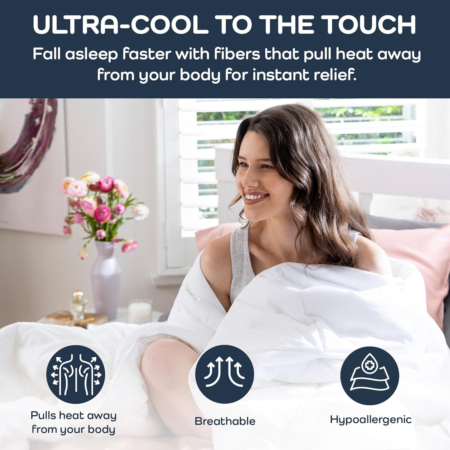 Olive + Crate Cooling Down Alternative Comforter - Hypoallergenic King Size Duvet Insert Lightweight - All Seasons Plush Design Bamboo Comforter - 100% Bamboo Viscose Outer Cover - White 102"x90" White King